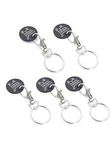 1pc-10pcs Shopping Cart Token Supermarket Trolley, Stainless Steel Shopping Trolley Remover, Shopping Trolley Token Pendants, Shopping Trolley Chips, Metal Stainless Steel Keychain, Keyring Decoration With Trolley Unlocking Key, Keyring Accessory - Multicolor - View 26