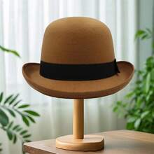 Men Women Felt Bowler Hat Classic Party Hats Lightweight Derby Fedora Hats Costume Accessories - Màu Khaki - Xem 3