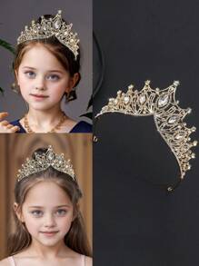 1pc Elegant Vintage Royal Style Rhinestone Tiara Crown, Suitable For Party, Birthday, Photo Shoot, Flower Girl, Children's Gift, Fashionable & Graceful Kids Hair Accessory