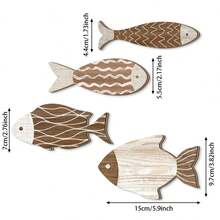 1 pièce/Ensemble de 4 pièces Décoration murale en bois vintage de poissons tropicaux, art mural de poissons thème côtier nautique de plage, suspension murale de poissons en bois, décoration de maison de lac et d'océan, décoration rétro pour la maison, la salle de bain et la chambre à coucher (adhésif DIY), décoration de chambre, décoration de maison - Multicolore - Voir 3