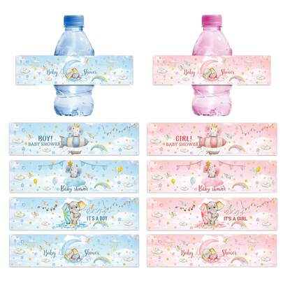24 件性别揭秘派对水瓶标签贴纸装饰、性别揭秘装饰、毕业派对用品、婚礼花童篮、迎婴派对装饰、派对礼品、生日装饰、返校节、情人节、父亲节、毕业典礼
