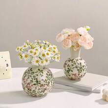 Vintage Rustic Style Mini Ceramic Flower Vase Decor, Creative Fake Flower Decoration For Living Room Tabletop - Multicolor - View 4