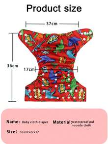 1pc Reusable Printed Cloth Diaper, Dinosaur Print Baby Training Pants, Soft Inner Fleece Material Breathable, Skin-Friendly For Baby - Multicolor - View 3