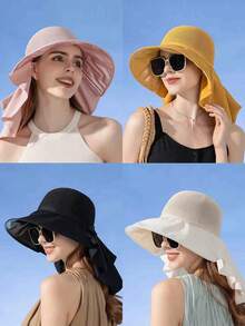 1pc Women Summer Hat, Outdoor Travel Sun Hat, Mesh Breathable Sunhat, Suitable For Summer Sun Protection - Bucket Hat - View 2