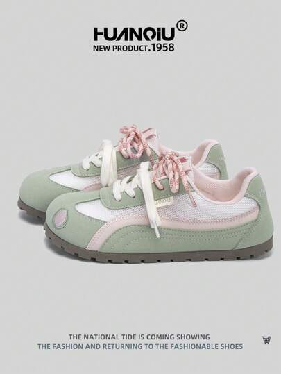 HUANQIU 2025新款女鞋女滑板鞋一双百搭时尚透气系带居家办公户外小白鞋百搭轻便舒适小白鞋系带软底运动鞋休闲鞋跑步鞋圣诞苹果红四季鞋