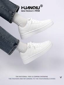 HUANQIU 2025新款女鞋登山鞋女士运动鞋厚底运动鞋网面透气小白鞋百搭轻便舒适系带软底休闲鞋跑步鞋白色四季鞋 - 白色 - 查看 8