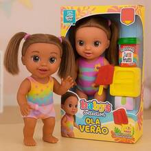 Boneca Baby's Collection Menina Olá Verão com Massinha e Acessórios Divertido Interativo Super Toys - Morena - Visão 7