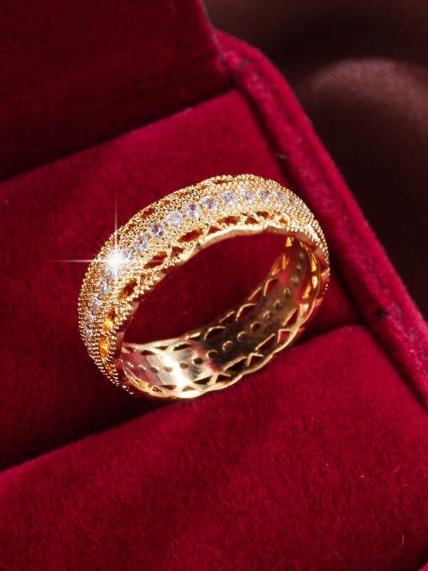 1 Stück Damen Ring mit kubischen Zirkonia Einlage und Spitzen-Design