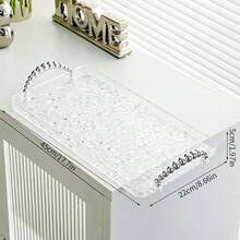 1 件带手柄的矩形托盘，轻巧奢华风格，亚克力材质，耐用，蛋糕盘，可容纳茶杯、玻璃杯、餐具，商用矩形水果托盘，透明水波纹 - 透灰 - 查看 12