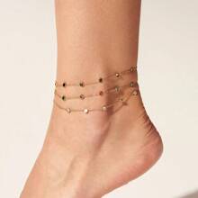 1pc Colorful Contrast Rhinestone Anklet, Stainless Steel Vintage Versatile Chain Jewelry