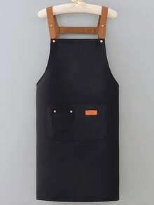 1件套休闲透气舒适围裙，多功能口袋，荷叶仿生技术，防水透气工作服，女士围裙，厨房围裙，可调节肩带，餐厅防油工作围裙，适用于奶茶，咖啡，美甲店 - 彩色 - 查看 23