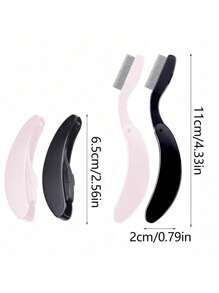 4/2/1pc New Stainless Steel Eyelash/Eyebrow Comb With Curved Plastic Handle, Portable Eyelash Mascara Brush, Makeup Brush, Anti-Crossed Fly Leg Beauty Tool