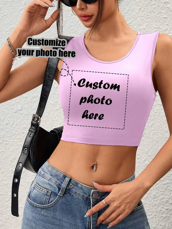 Custom Sports Personalized Gifts, Custom Women's Short Vests, Add Images/Selfies/Patterns/Family Photos/Friends/Logos, Etc.