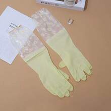 1 双洗碗长袖防水防油适用于家庭清洁、厨房清洁和洗衣清洁手套，单层 PVC 耐用材质，易于清洁，可重复使用，加厚材质