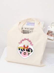 THE POWERPUFF GIRLS Borsa a tracolla pieghevole minimalista e versatile con stampa carina di agente di polizia donna, borsa casual in tela resistente e portatile