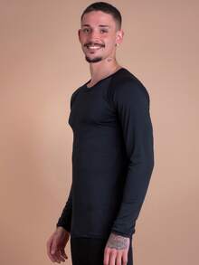 Men's Thermal Shirt UV Protection 50+ Second Skin T-Shirt Cold Mesh Blouse Gym Long Sleeve F7 NEW STYLE - 黑色 - 查看 2