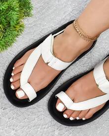 sandalias planas de piel mujer, sandalias verano 2025, sandalias estilo boho, sandalias sin tacón cómodas, calzado plano mujer piel, sandalias de piel casuales, sandalias abiertas mujer, sandalias mediterráneas mujer. - Blanco - Ver 2