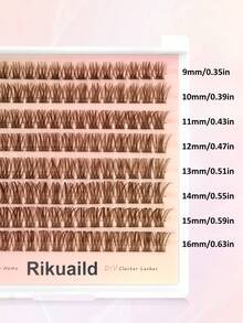 Rikuaild 128pcs Brown Fluffy False Eyelashes, D Curl Lifting, DIY Eyelashes, Faux Mink Lashes, Segmented Extension Lashes, Natural Fluffy Makeup Tool - D - View 3