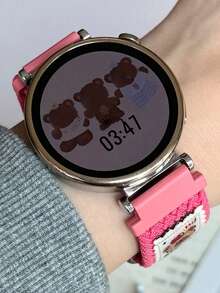 Cute Cartoon Bear Knitting Magnetic Nylon Strap Compatible With Galaxy Watch Bands 7 6 5 4 40mm 44mm 47mm 46mm 41mm Compatible With Galaxy Watch 5 Pro 45mm 2 3 Lovely Animal Pattern Adjustable Sports Breathable Magnetic Clasp Smartwatch Accessories 20mm 22mm - Hot Pink - View 2