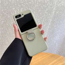 Luxury Minimalist Solid Green Phone Case, Compatible With Samsung Galaxy Z Flip 5 6, Shock-Resistant Back Cover, Waterproof, Anti-Fall, Scratch-Resistant - Mustard Green - View 7
