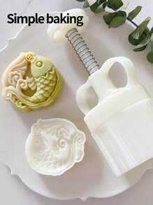 4-Piece Set Of Pastry Molds With Blessing Patterns, Birthday Gift Baking Sets, Bento Supplies, Handmade DIY Cookies Molds, Cake, Biscuit, Stamp Biscuit Cutting Molds, Holiday Party Mooncake Bean Paste Cake Kitchen Tools,Dessert Mold.Mooncake Mold Set Cookie Shaper.