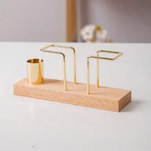 1 件优雅木制纸巾架带牙签分配器 - 由山毛榉和黑胡桃木制成 - 独立式餐巾架，适用于咖啡馆、酒店、餐厅和咖啡店 - 坚固的木质设计 - 彩色 - 查看 7