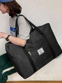 1 件轻便可折叠旅行袋，大容量防水储物袋，可折叠涤纶旅行收纳袋，男女通用，可装行李、衣服、周末/海滩/健身房/学校，适合学校、学校配件、学校用品的四季包 - 黑色 - 查看 7