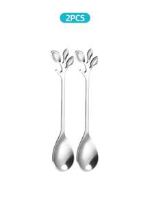2/6/12/20 Piece Stainless Steel Coffee And Dessert Spoon Set With Leaf Decoration - Suitable For Coffee, Tea And Desserts - Mini Dessert Spoons, Ice Cream Scoops, Dishwasher Safe, Suitable For Mixing, Appetizers - Home, Party, Wedding, Holiday, Elegant Tableware | Stainless Steel Spoons
