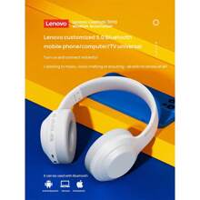 Lenovo Auriculares inalámbricos Bluetooth TH10 HD con montaje en la cabeza, sonido envolvente 9D, auriculares para música de nivel HIFI, baja latencia, juegos, gran capacidad, batería de larga duración, teléfono móvil/computadora, universal, color negro