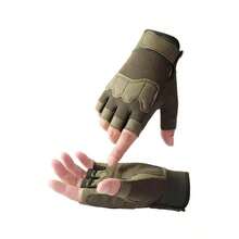 1 Cặp Găng Tay Nửa Ngón Cho Nam, Găng Tay Chiến Thuật Thể Thao Ngoài Trời, Đi Xe Máy Đạp Xe - Màu xanh lá cây đậm - Xem 2