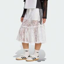 Adidas Originals 女式侧条纹蕾丝下摆针织长裙 KD2288 - 白色 - 查看 2