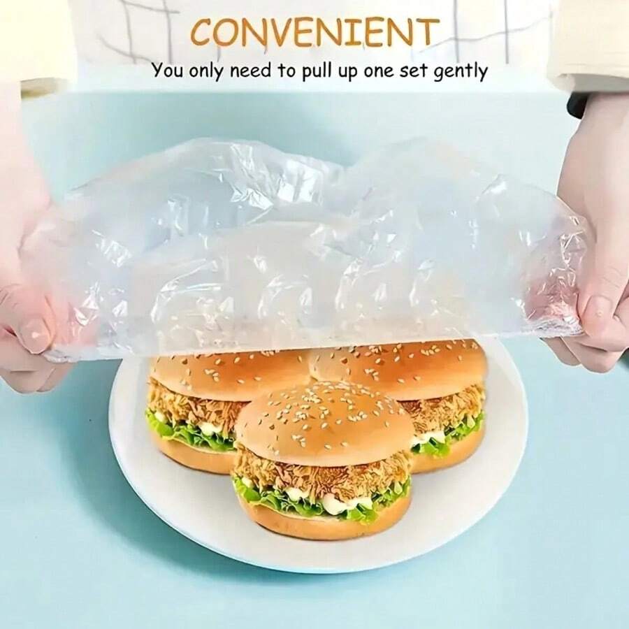 100pcs Elastic Reusable Food Wrap, Stretchable Transparent Bowl Covers. Single Or Multi-Use, Made Of Odorless Kitchen Film To Prevent Dust Scattering, Suitable For Household Use.