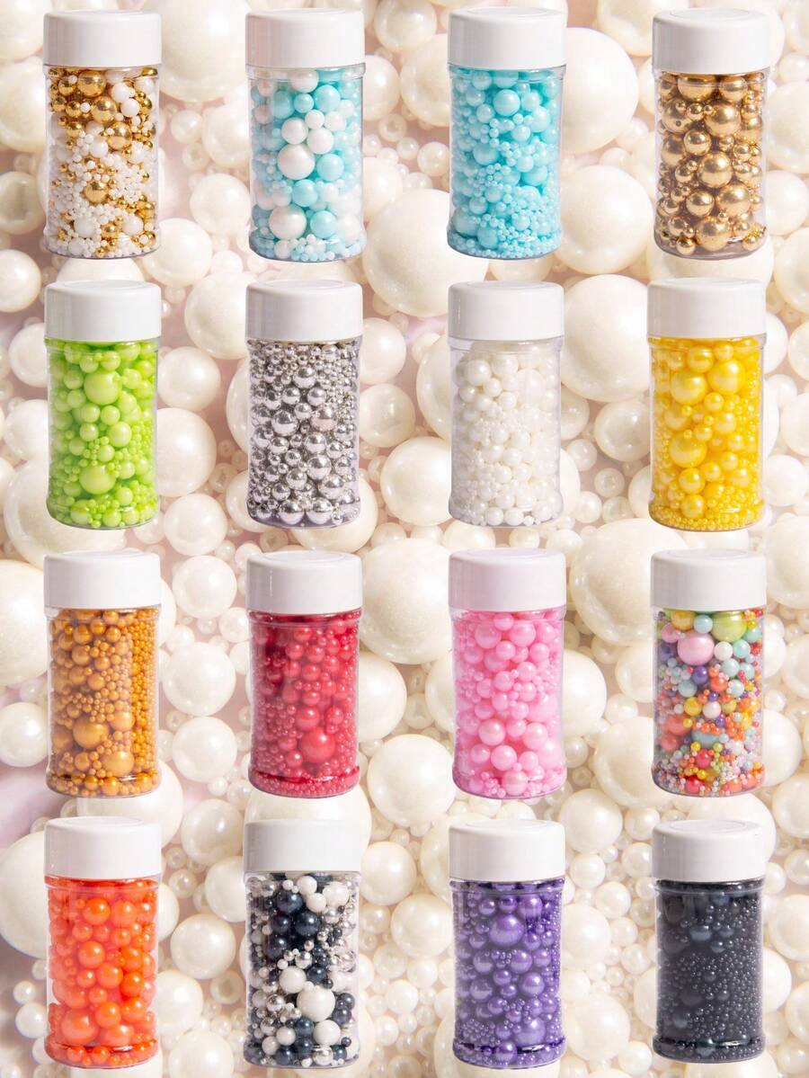 3oz/85g Pearl Sugar Sprinkles, For Cake Decoration, DIY Cake Decorating, Mixed With Metallic Sugar Sprinkles, Suitable For Cakes, Candies, Cupcakes, Macarons, Ice Cream And Various Decorations, Also Applicable For Weddings, Valentine's Day, Halloween, Christmas And Other Occasions, For Decoration Only, Not Edible - Multicolor - View 1
