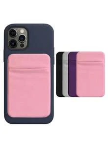 1pc Phone Card Holder Material Cloth Stick-On Card Sleeve For ID/Metro/Bank Cards - Multicolor - View 2