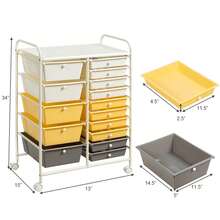 15-Drawer Rolling Storage Cart Mobile Cart With Colorful Drawers & Metal Frame - Màu vàng - Xem 11