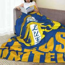1pc Leeds United FC Logo Printed Flannel Fleece Blanket - Lightweight, Polyester All-Season Cover Blanket, Suitable For Sofa, Bed, Travel, Camping - Multicolor - View 1