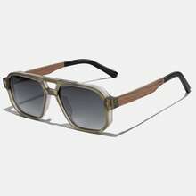 HBK 男士双梁设计眼镜复古木质 TR90 镜框 TAC 镜片弹簧铰链休闲经典商务眼镜男女日常配饰、商务、生日礼物眼镜