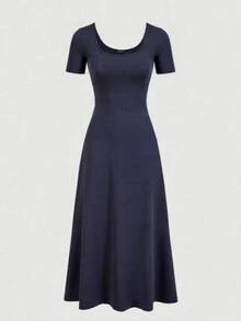 Rochie elegantă, casual, de primăvară/toamnă, nouă, cu mânecă scurtă, slim fit, pentru femei, retro franceză, elegantă, de înaltă calitate, rochie tricotată, cu guler francez, cu mânecă scurtă