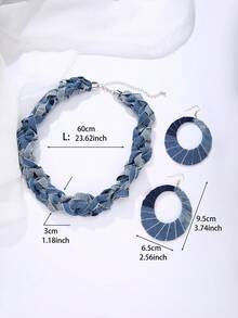 1 Pair Western Cowboy Style Earrings + 1 Handmade Chunky Necklace, Suitable For Fashionable Women Everyday & Vacation Wear