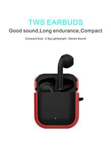 G03 半入耳式无线耳机，5.3，防汗，防水，低延迟，长续航，适用于办公、健身、休闲、送礼 - 紅色 - 查看 2