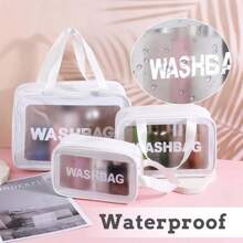 1pc Clear Makeup Bag For Travel – Waterproof Toiletry Organizer, Minimalist Aesthetic Cosmetic Bag (Large Capacity, White)