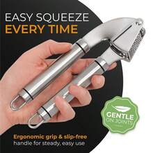 ORBLUE Garlic Press Stainless Steel - Premium Professional Grade Garlic Mincer, Crusher & Peeler Set - Easy Clean, Dishwasher Safe & Rust-Proof - 鉻合金 - 查看 7