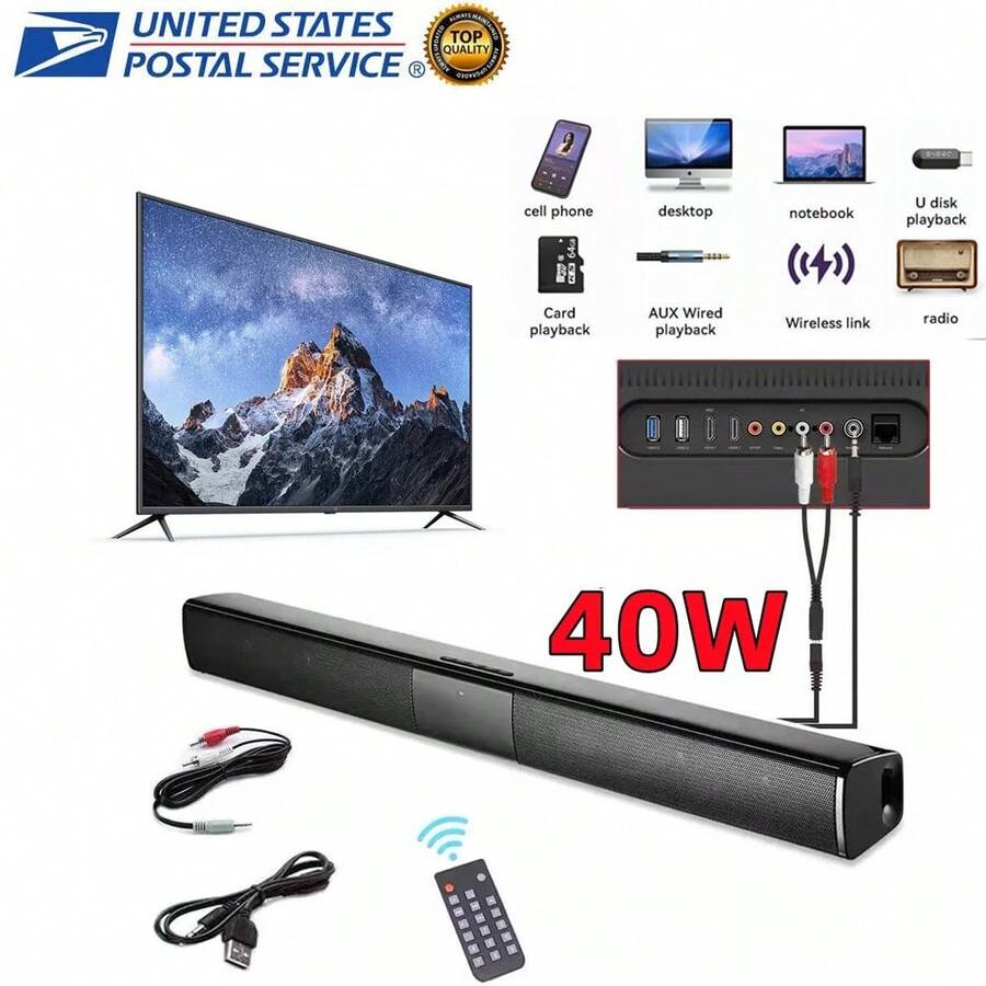 FOPEAS [Upgraded Speaker Strip] RGB Audio Speaker For TV Computer Home Theater - Living Room Audio System - Black - View 1