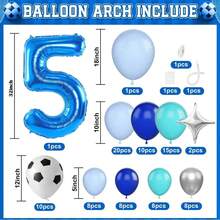 1 set de globos numerados de 32 pulgadas con temática de fútbol (5, 6, 7, 8, 9, 10, 11, 13 o edades), globos azul marino adecuados para partidos deportivos, cumpleaños, vacaciones, decoración de fiestas, decoración de arco - Multicolor - Ver 3