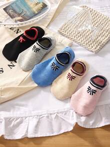 5 Pairs Of Women's Boat Socks, Short Socks For Spring And Summer Seasons, Invisible Socks, Cute Bowknot Socks, Breathable, Soft And Elastic, With Silicone Heel Anti Slip And Non Shedding, Suitable For Indoor Rest, Outdoor Sports Or Leisure.No Paper Cards. - Multicolor - View 6