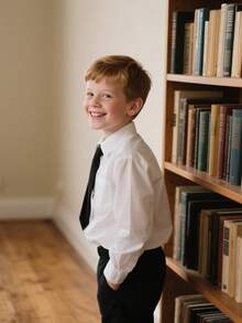 2pcs Kids & Teenager Fancy Outfit Set, Black Bowtie & Necktie Decoration, Suitable For Performance, Formal Party, Graduation Ceremony - Black - View 2