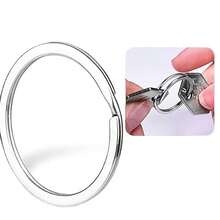 10Pcs Polished Silver Keyring Stainless Steel Hole Flat Key Ring Key Chain Rhodium Plated Round Split Keychain DIY Wholesale Backpack For School Car Accessories Cute Goth Y2k
