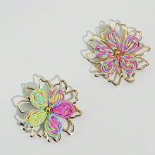 两件套彩色/橙色花卉衬衫纽扣套，女士袖扣，适合日常穿着、节日和商务场合，手工制作，无需缝纫，只需3秒即可佩戴，是理想的情人节礼物。 - 花 - 查看 9