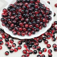 50 Stücke 8mm schwarze & rote Glasperlen für DIY Armband, Halskette und Schmuckherstellung Zubehör