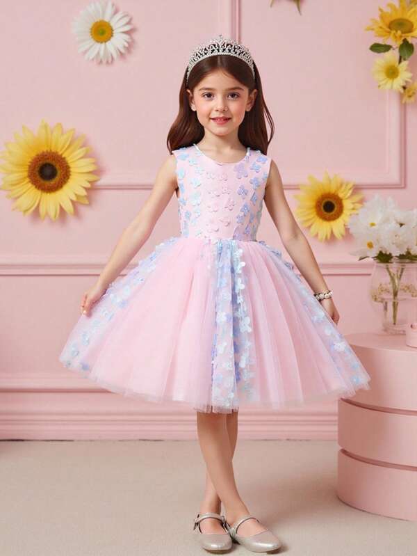 Infant Princess Dress, Young Girl 1st Birthday, Flower Girl Wedding Party Dress, Sleeveless Strap Gown, Autumn/Winter